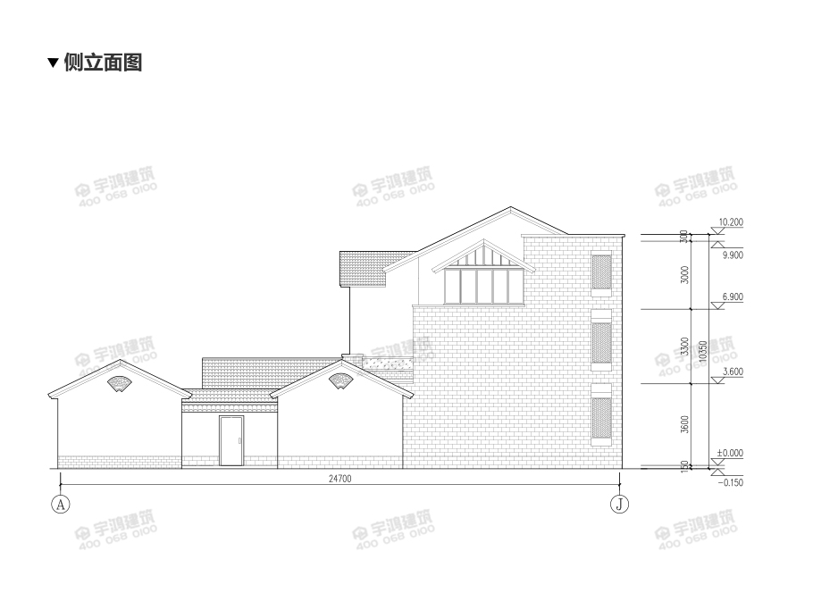 27x25米帶庭院新農村別墅設計圖紙
